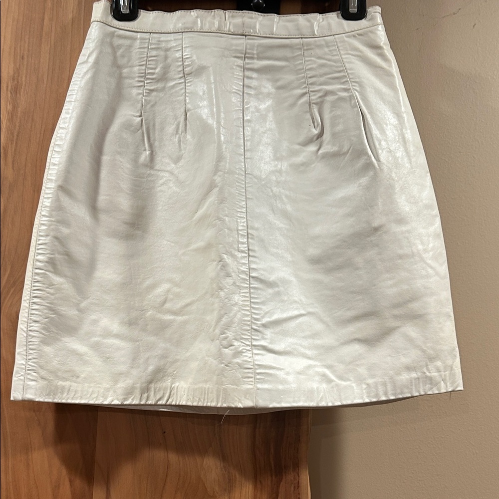 Vintage Source Unknown Leather White Mini Skirt